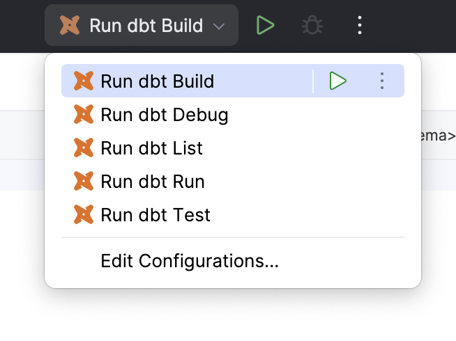 Select dbt configuration