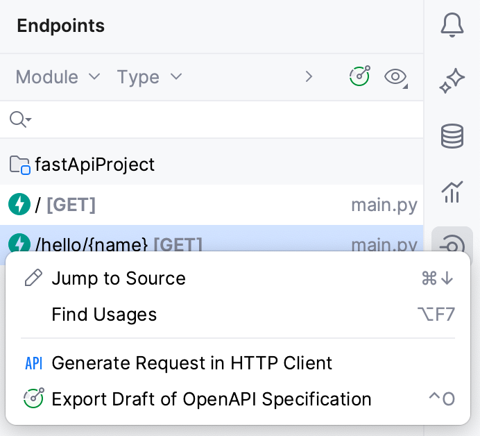 Endpoint context menu