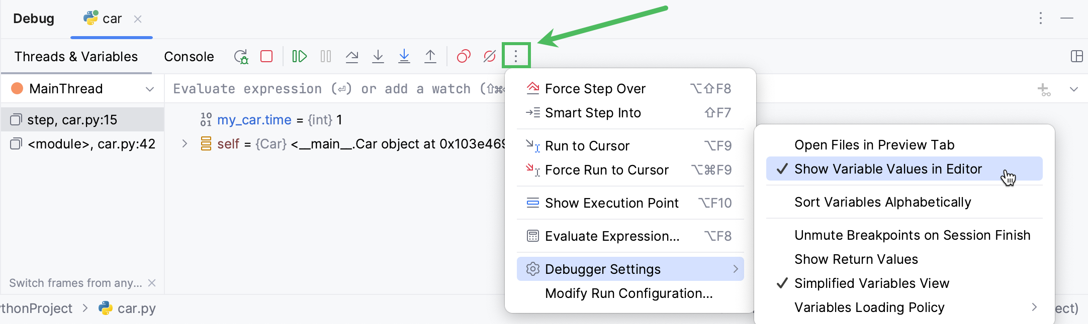 Show values inline