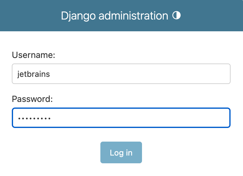 Django admin site login page