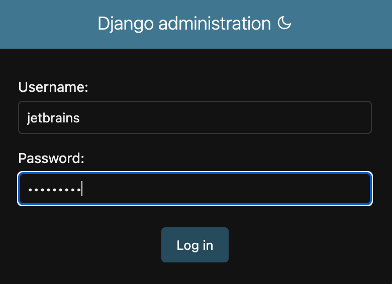 Django admin site login page