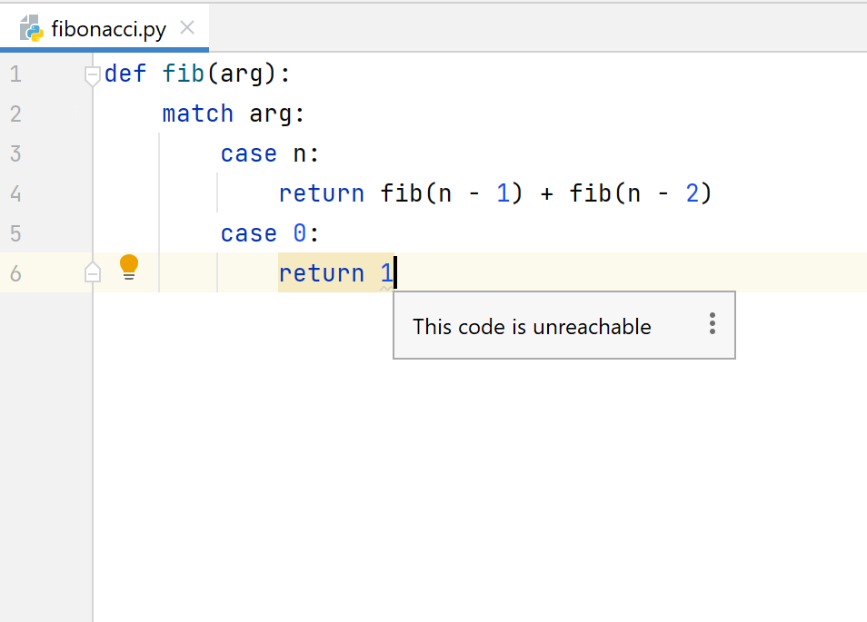 Unreachable code in pattern matching