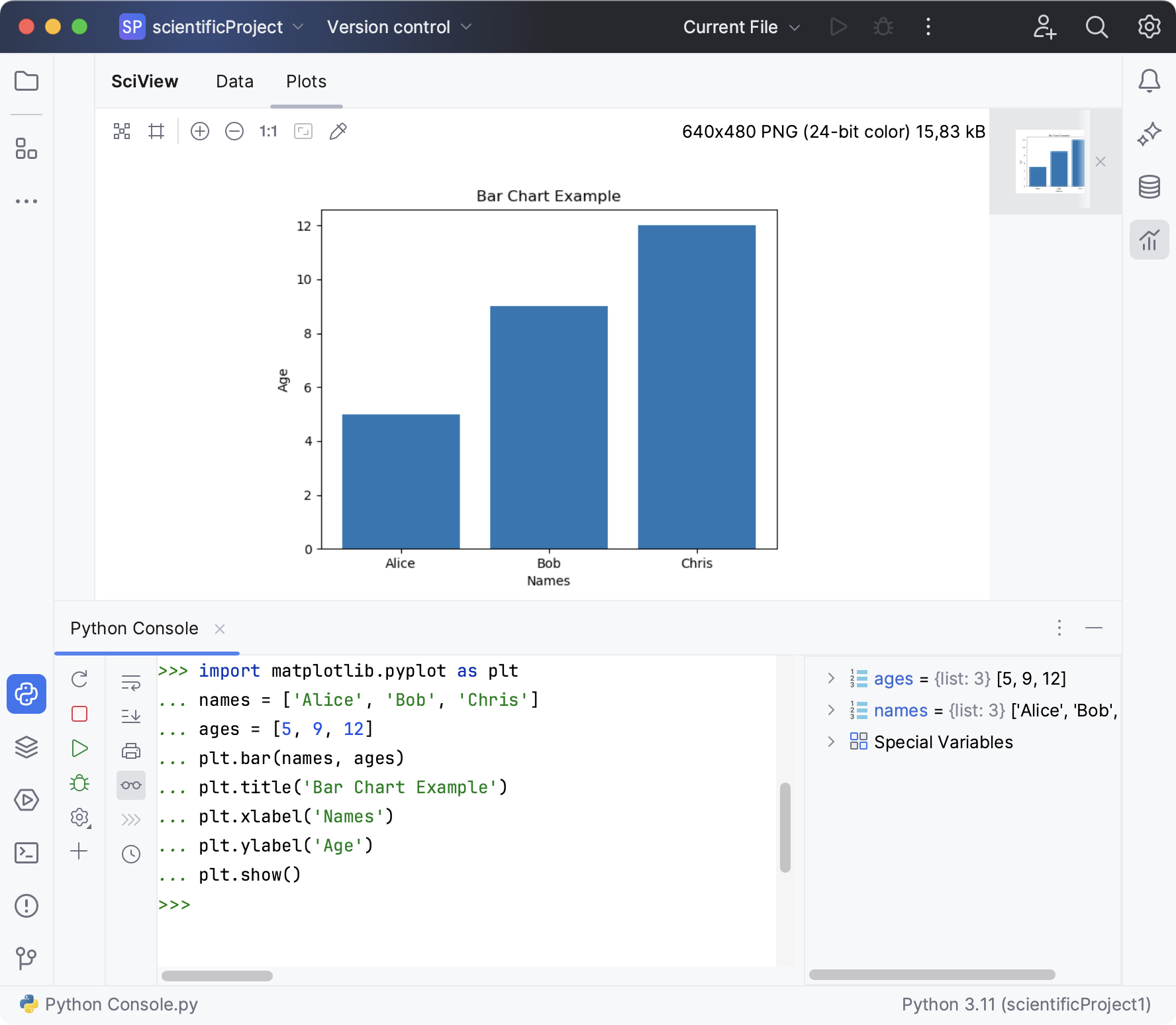 在 Python 控制台中使用 matplotlib 构建图表