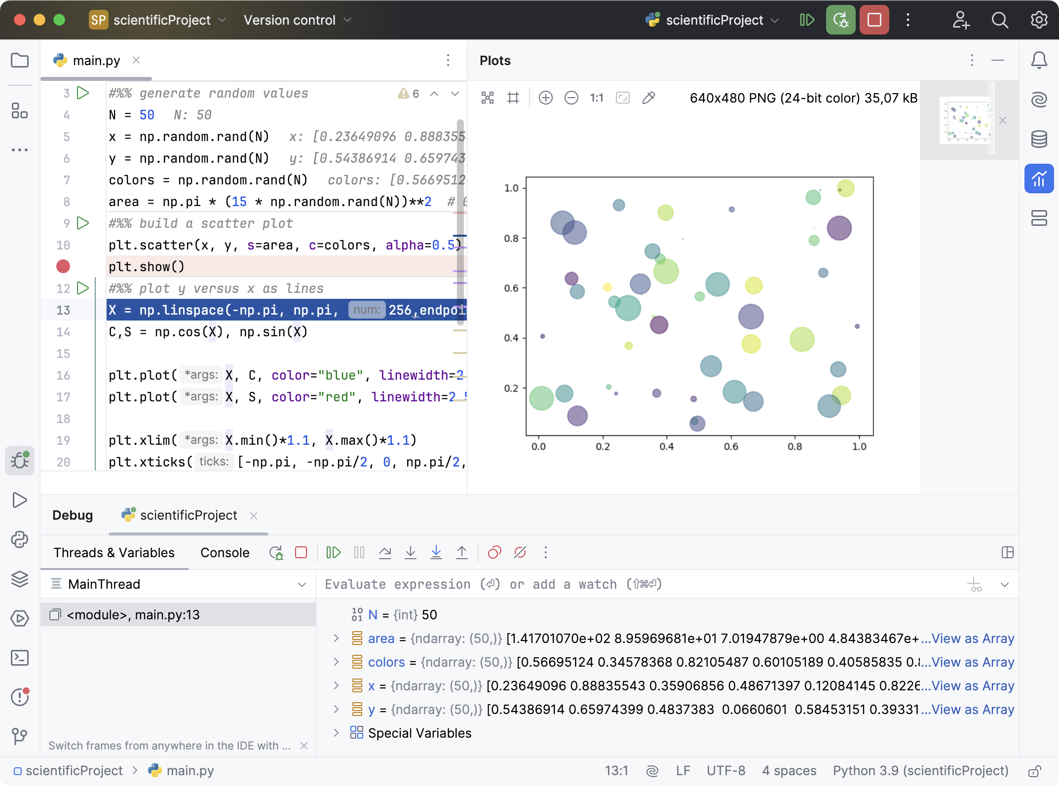 调试 matplotlib 代码