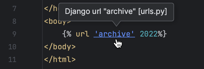 Named URL Tags In Django Templates | PyCharm Documentation