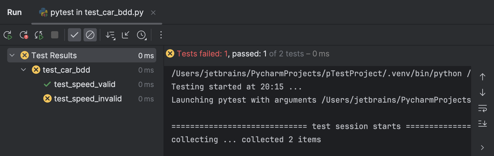 pytest-bdd results