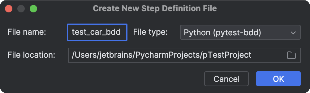 step definitions generation