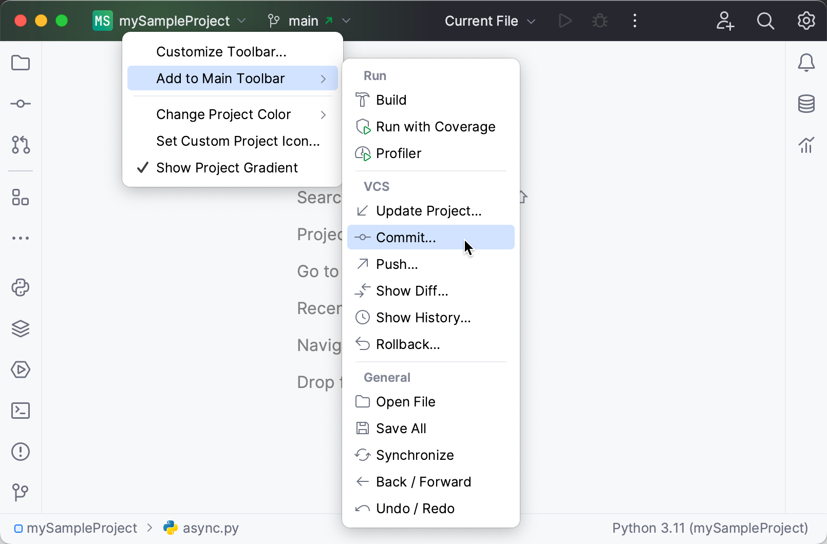 Accessing Menu Bar Definition from IDE