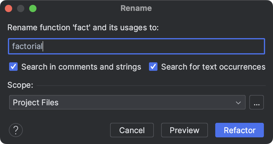 The Rename dialog