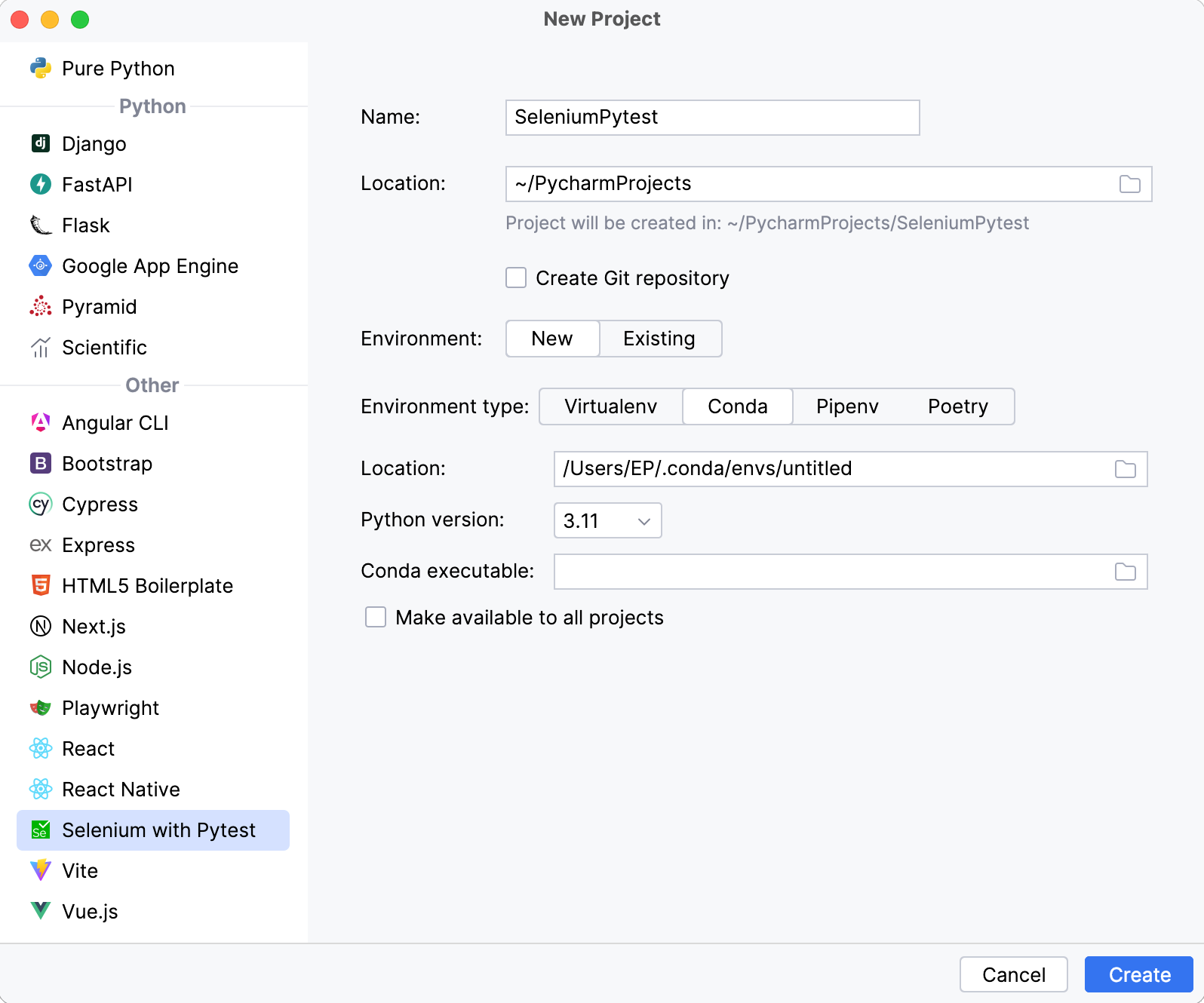 Configure a new Conda environment