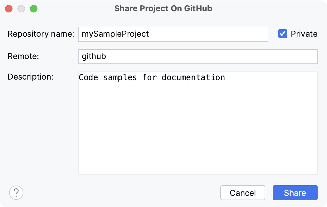 在 GitHub 对话框上共享项目