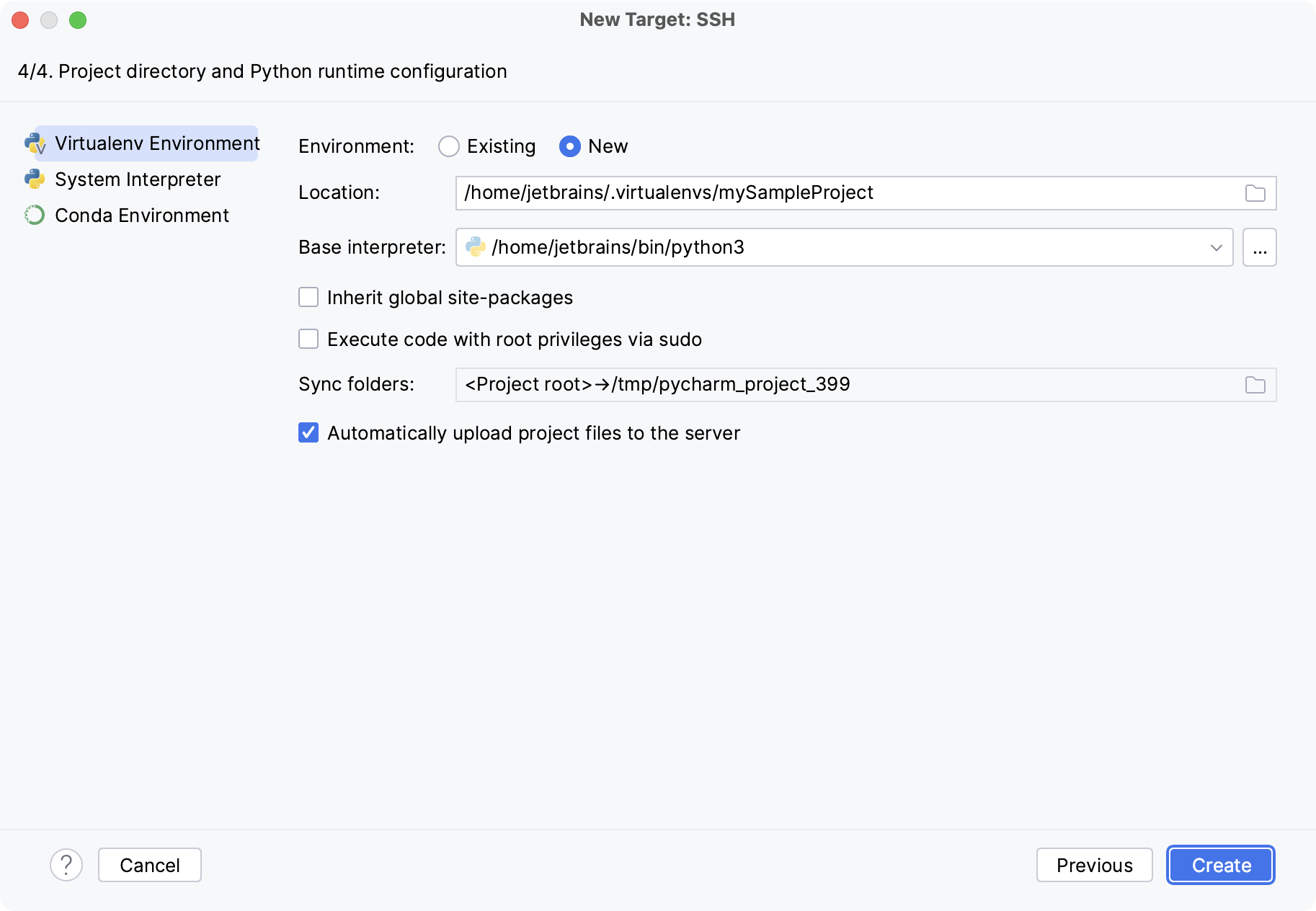 Selecting a Python environment