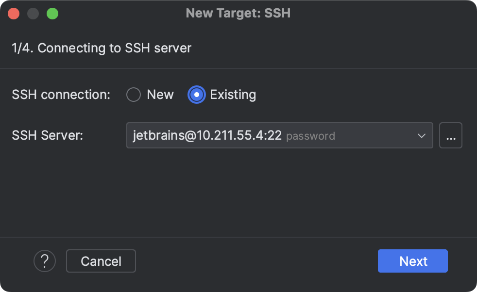 Connecting to SSH server