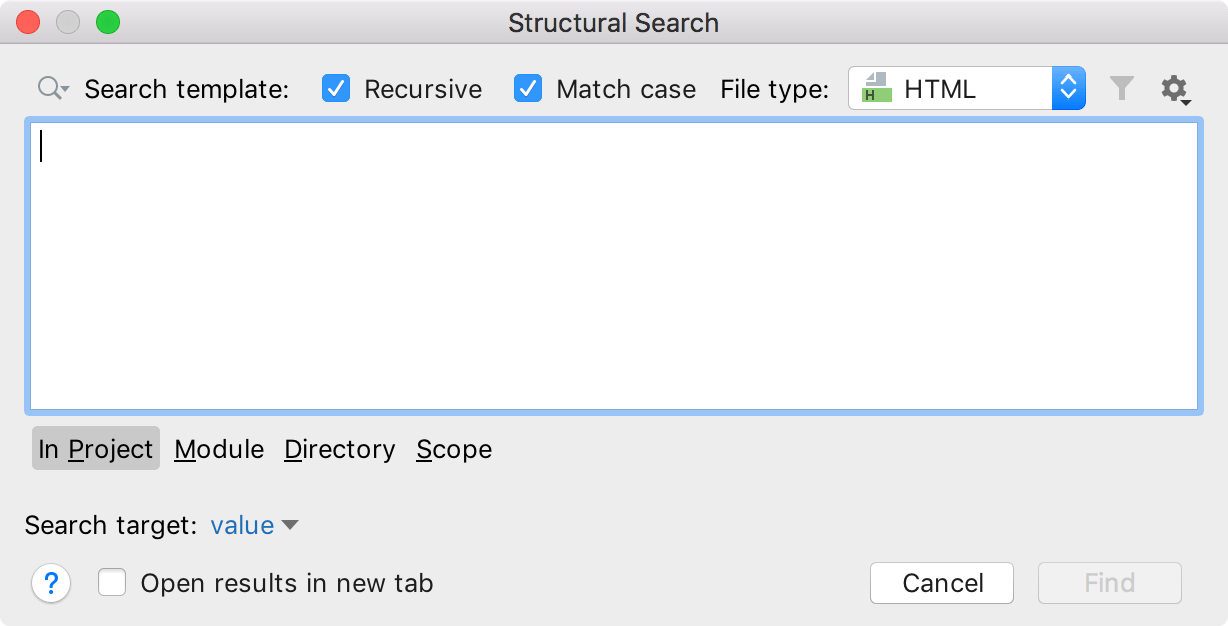 Structural Search dialog