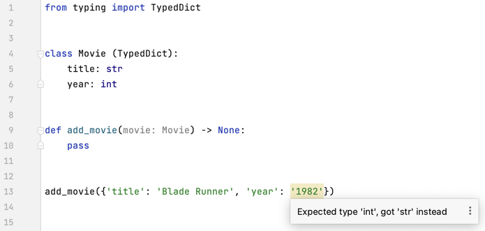 TypedDict 类的类型验证