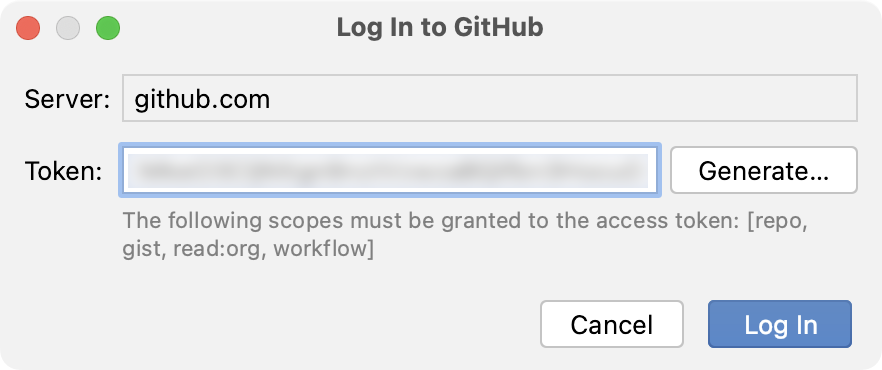 Adding GitHub account with token