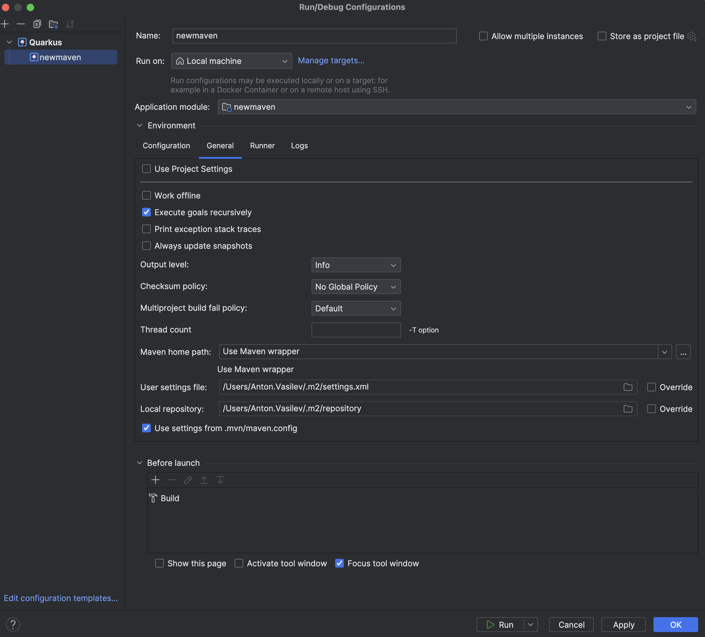 Quarkus Run Configuration IntelliJ IDEA Documentation