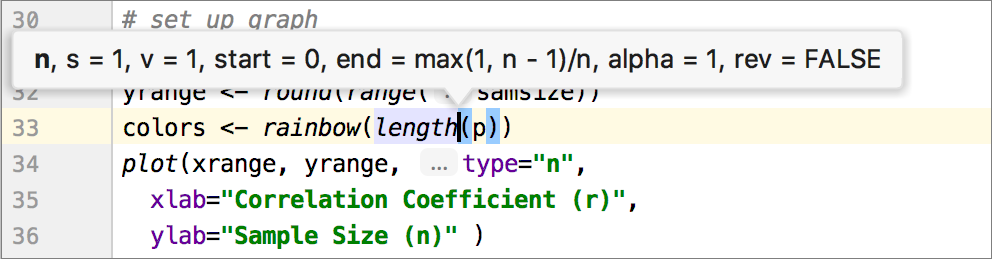 Show function parameters