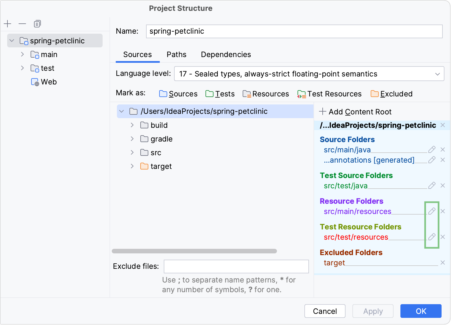 Changing the output path for resources