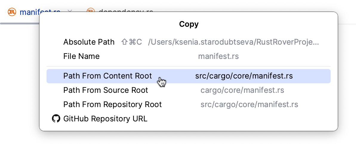 Copy path