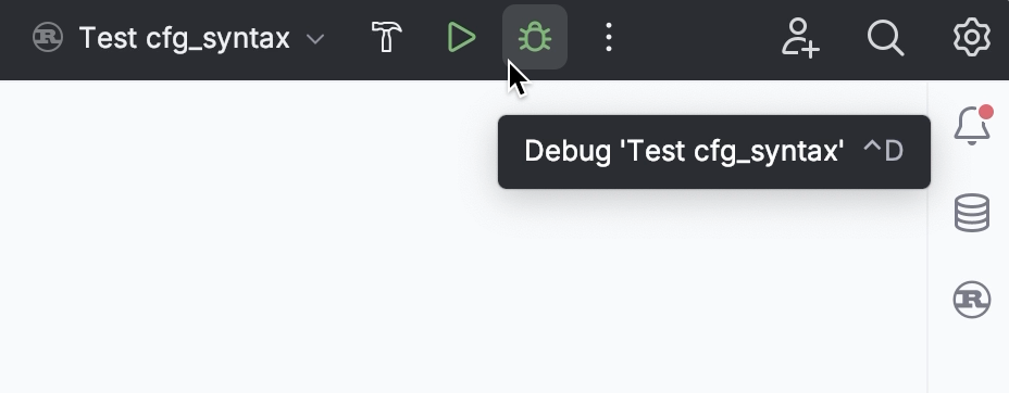 Launch debug from the toolbar