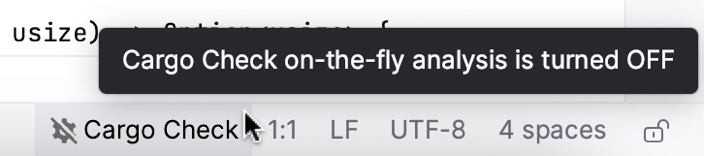 External linter widget: Cargo Check on-the-fly analysis is turned off