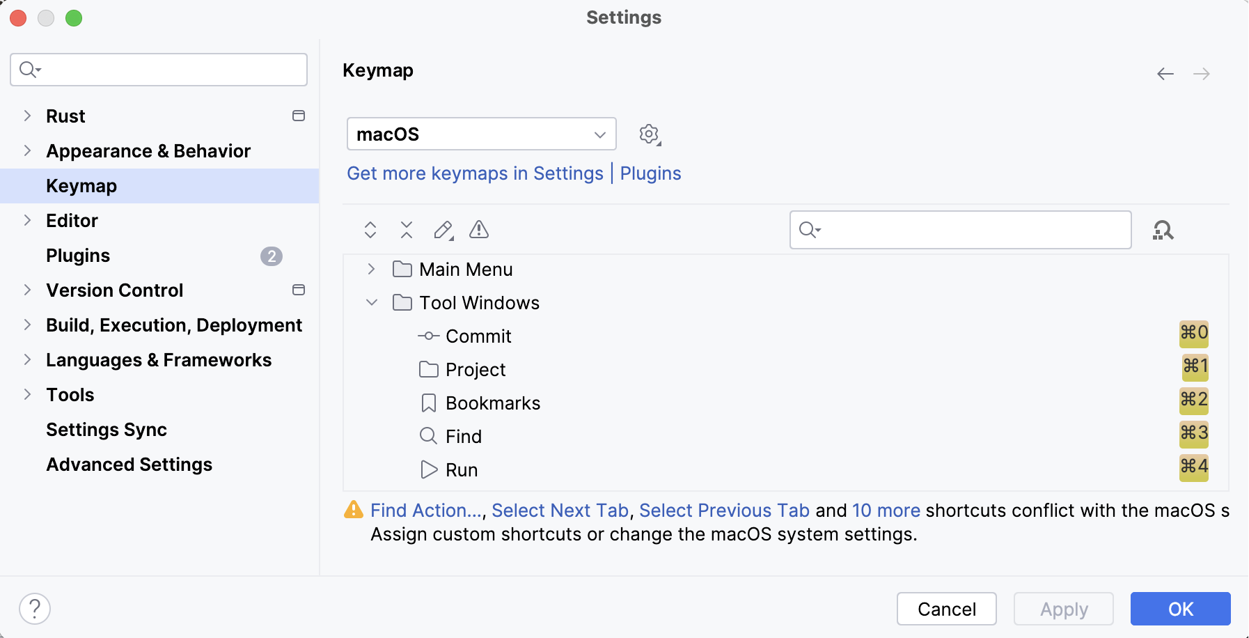 Keymap settings