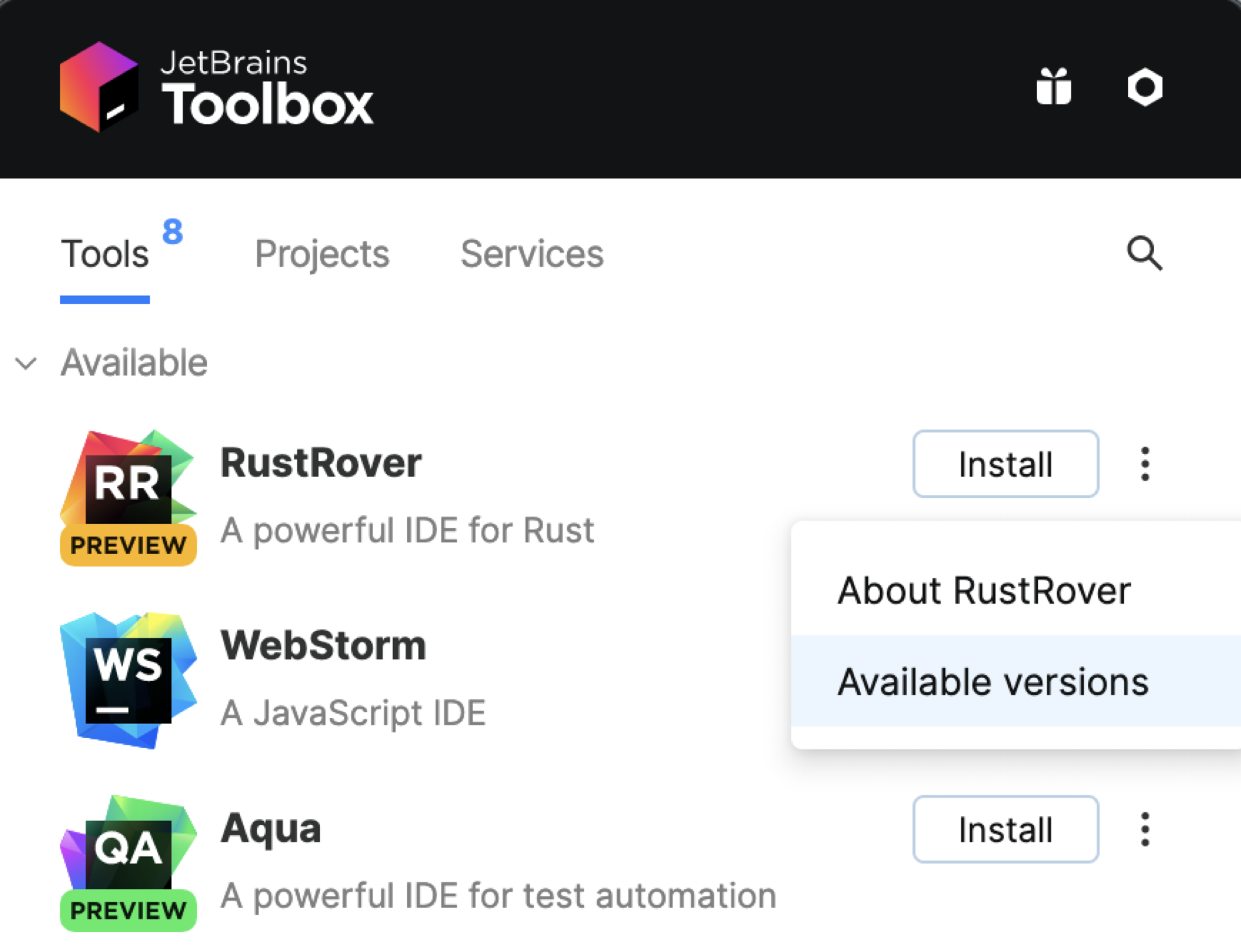 RustRover in the Toolbox App