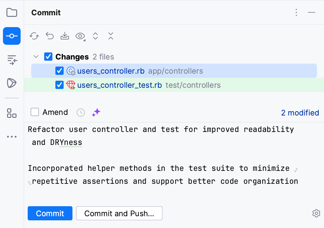 Commit and push changes to Git repository