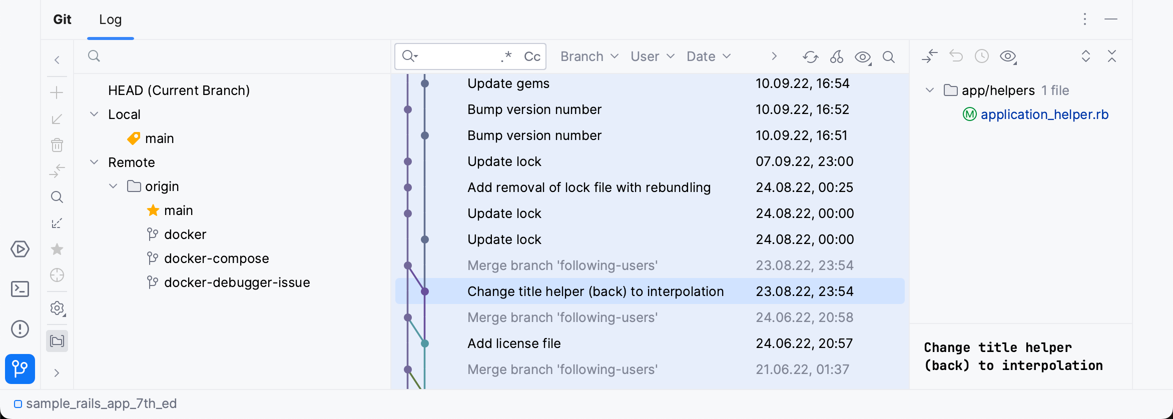 Manage Git branches  RubyMine Documentation