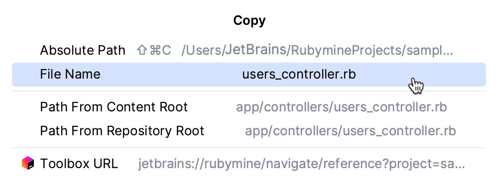 Copy path