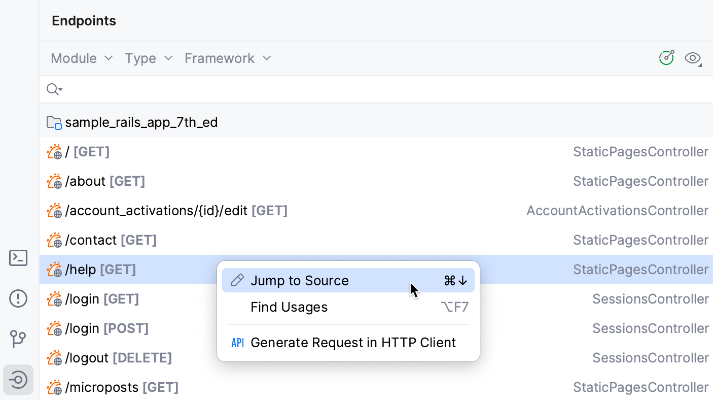 Jump to source from the Endpoint tool window