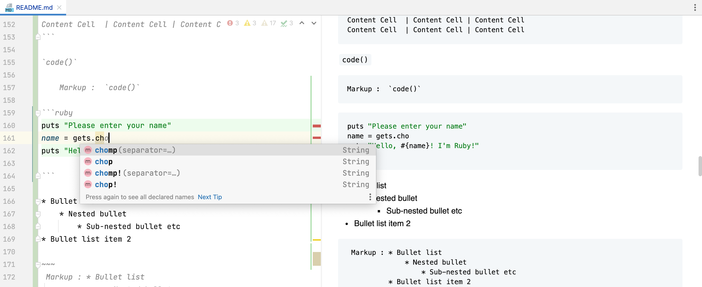 Markup Formatting Reference: Code Block