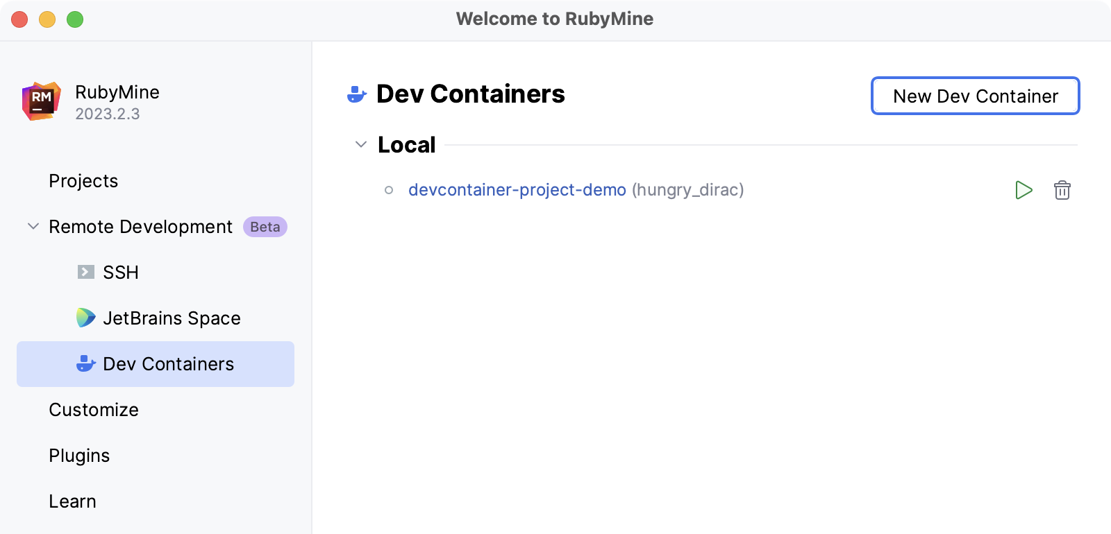 Recent Dev containers