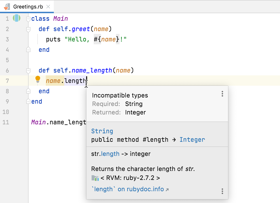 Incompatible types inspection