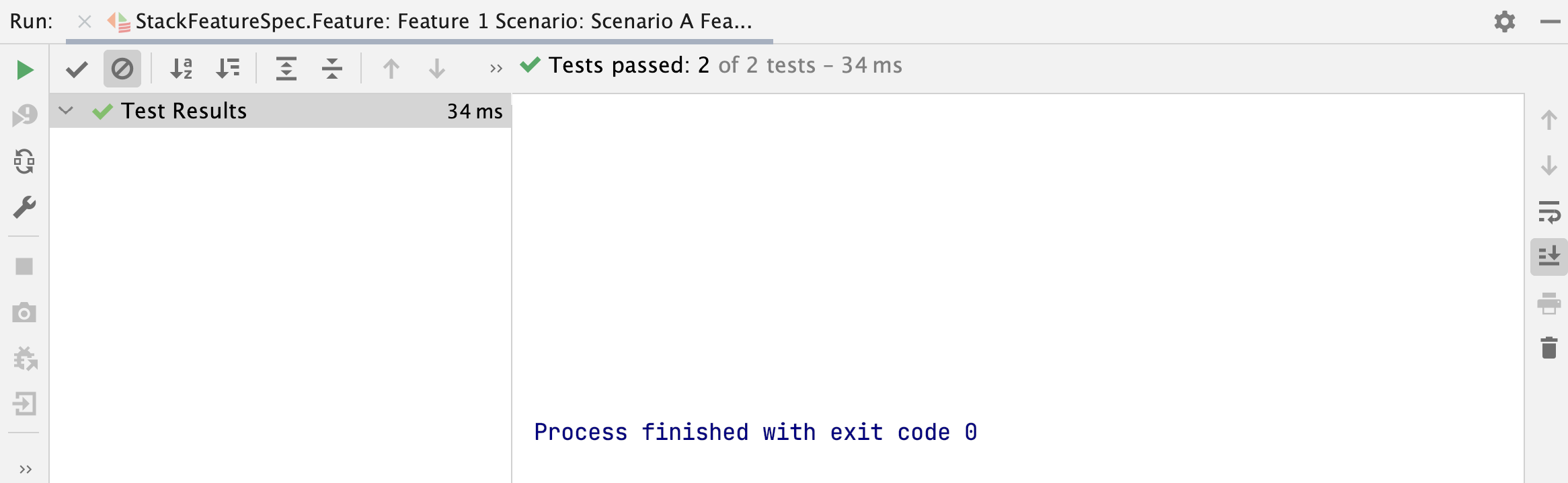 Run tool window: tests passed