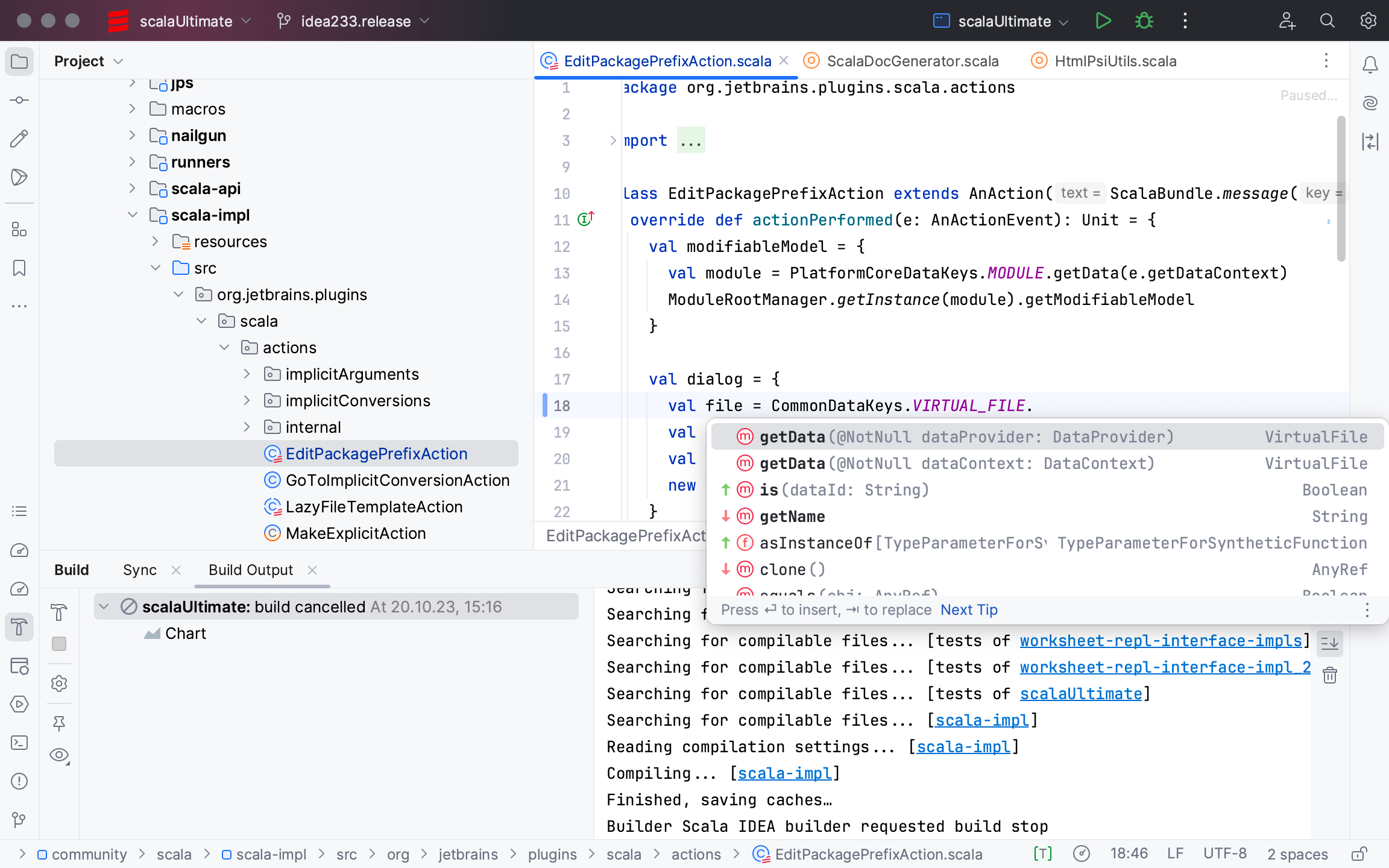 IntelliJ IDEA features for Scala