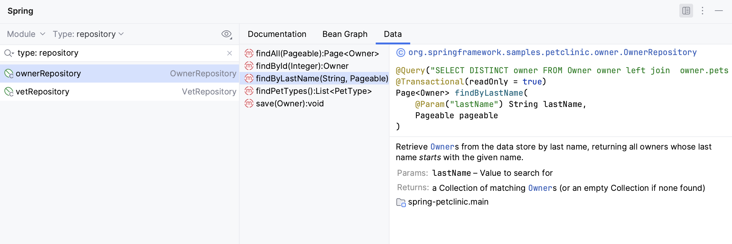 Spring Data  IntelliJ IDEA Documentation