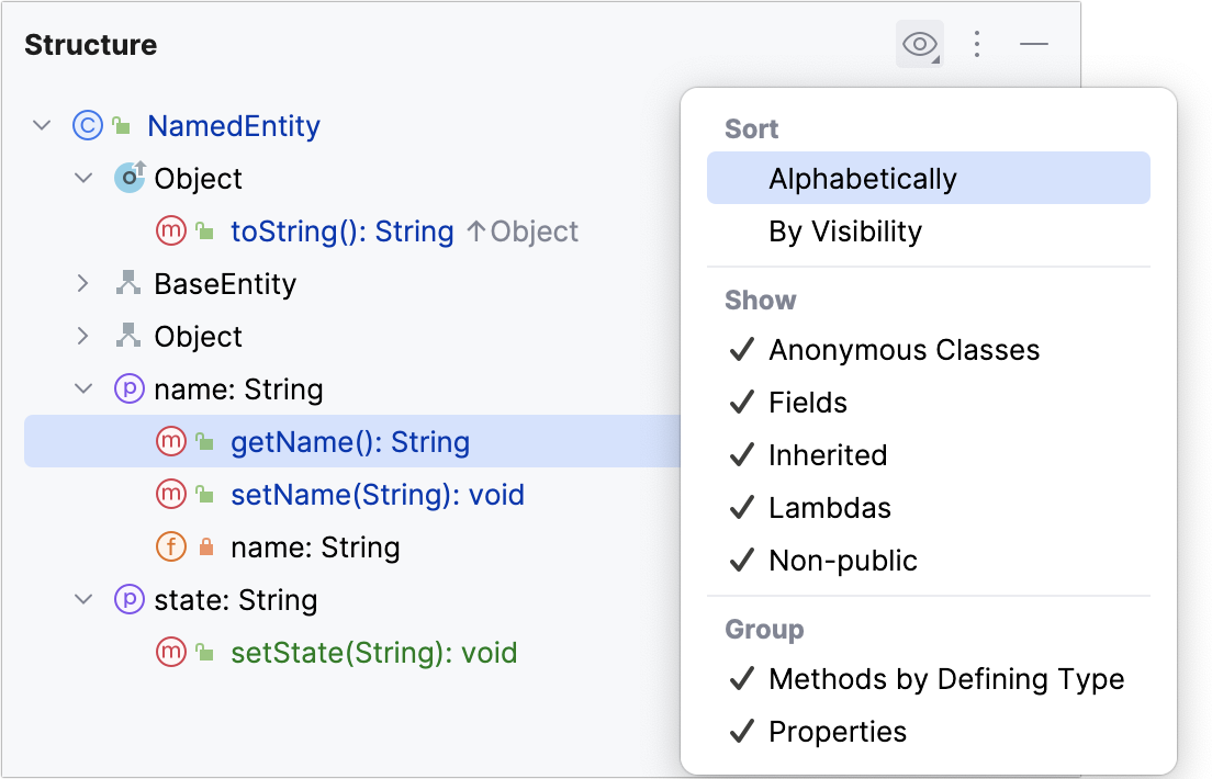 Structure tool window