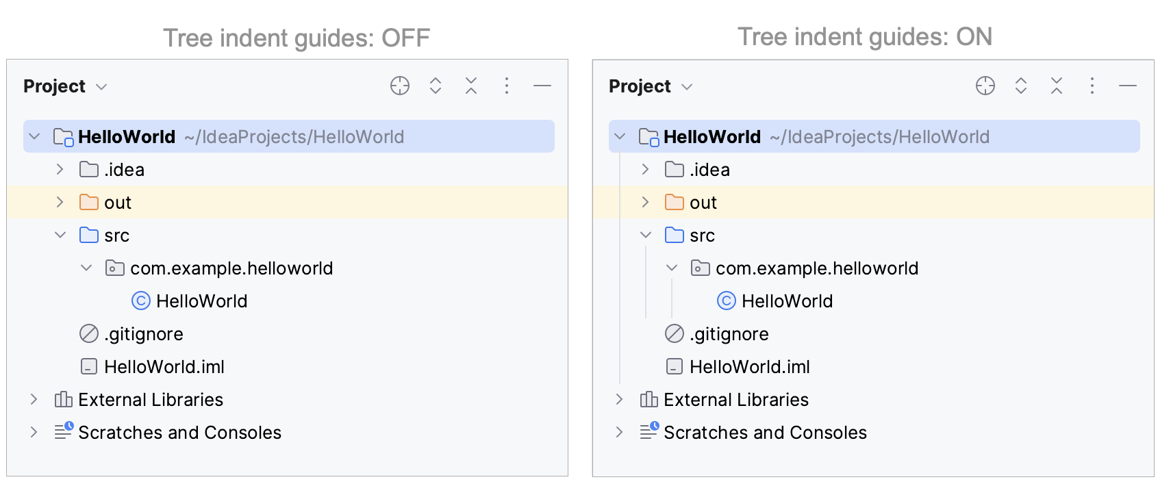 Tree indent guides in the tool window