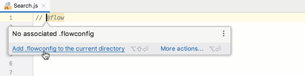 Tooltip: Add .flowconfig to the current folder