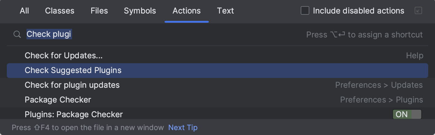 Check suggested plugins