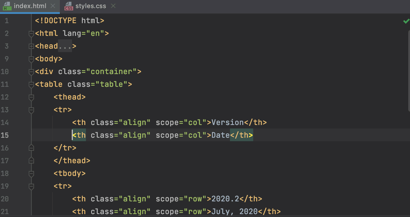 Working with HTML files | PyCharm Documentation