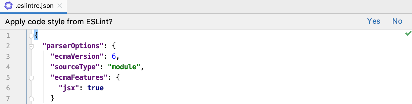 IntelliJ IDEA suggests importing the code style from ESLint