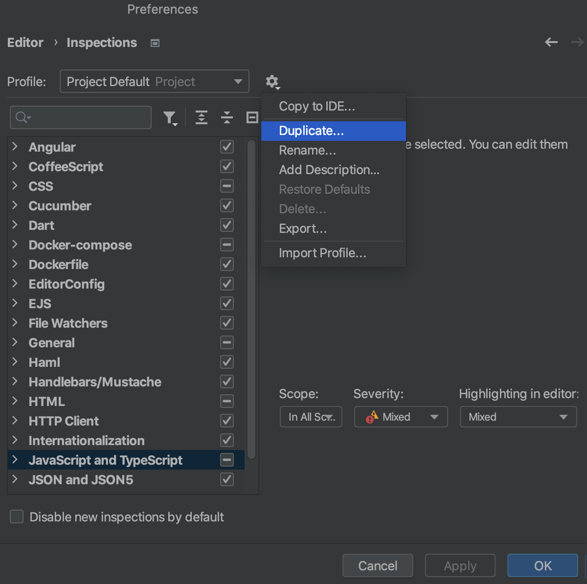 Duplicating a profile Duplicating a profile