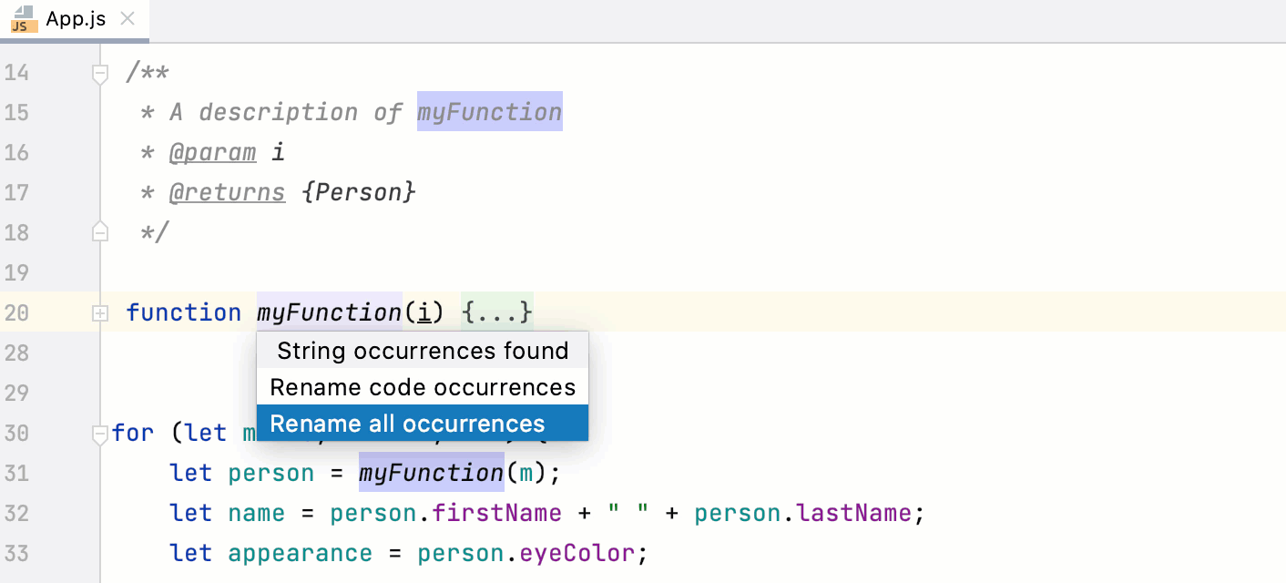 Rename a function