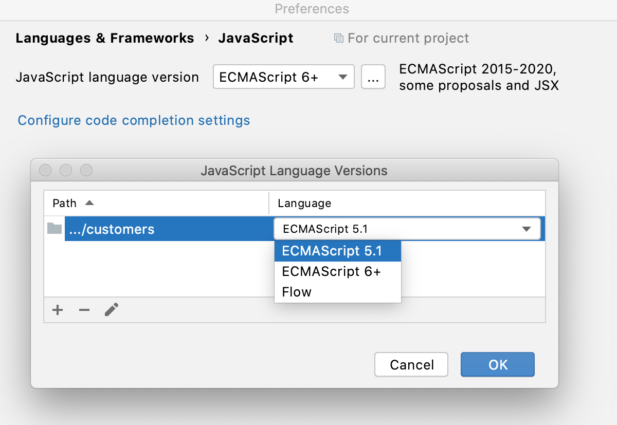 Choose language versions for separate folders