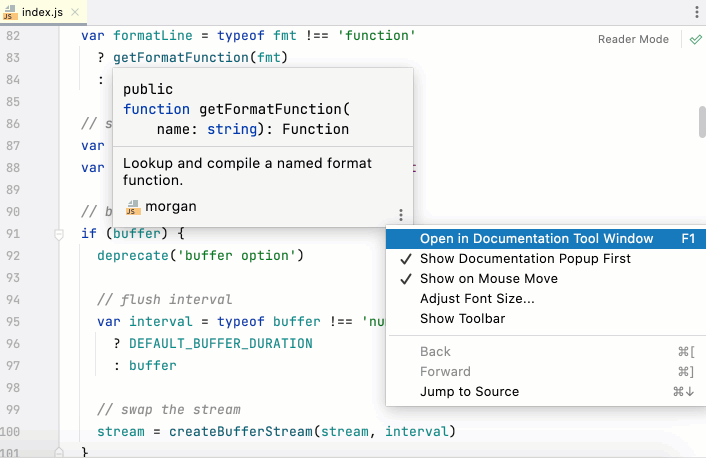 JavaScript documentation look-up | WebStorm Documentation