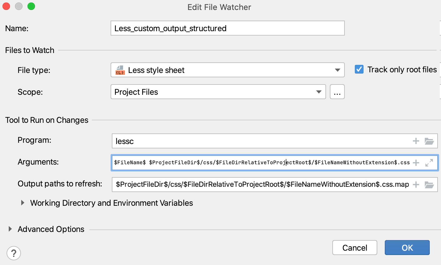 Custom output with folder structure: File Watcher updated