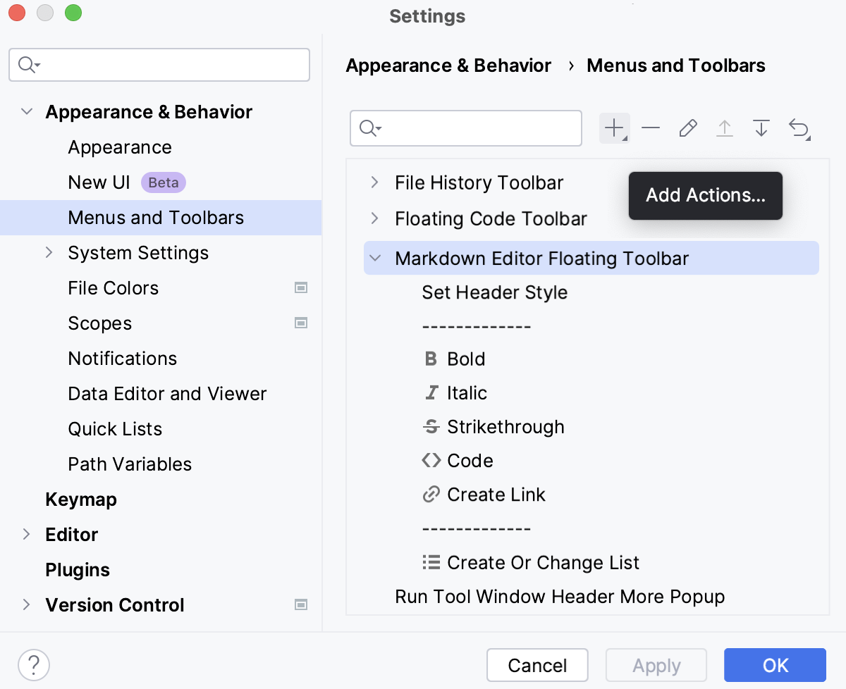 Customize the Markdown floating toolbar Customize the Markdown floating toolbar